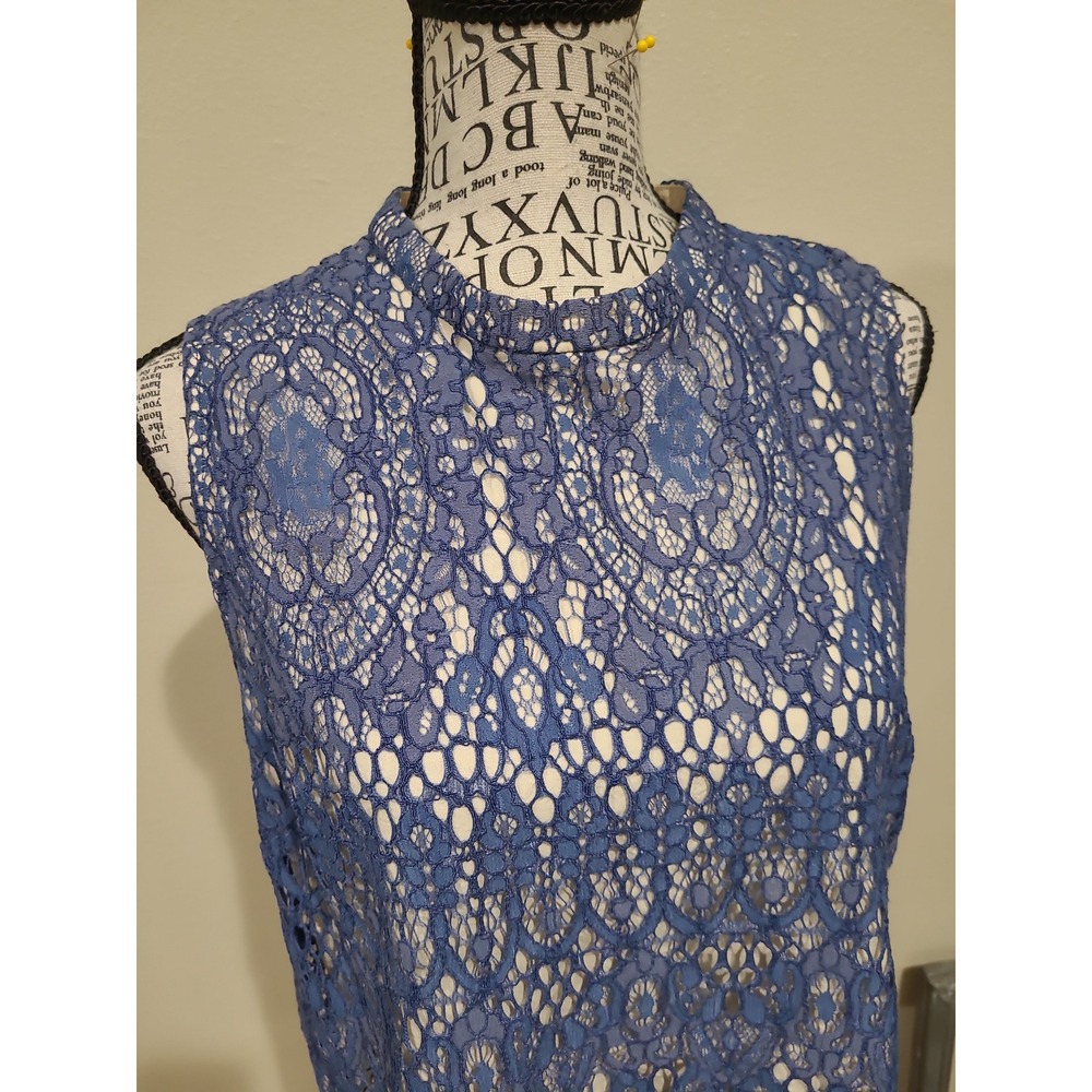 Anthropologie Seen Worn Kept‎ Lace tank blue regal dainty feminine Women SZ 8 - Picture 4 of 12